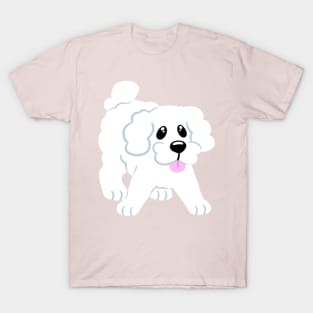 Simple White Poodle - Pink T-Shirt